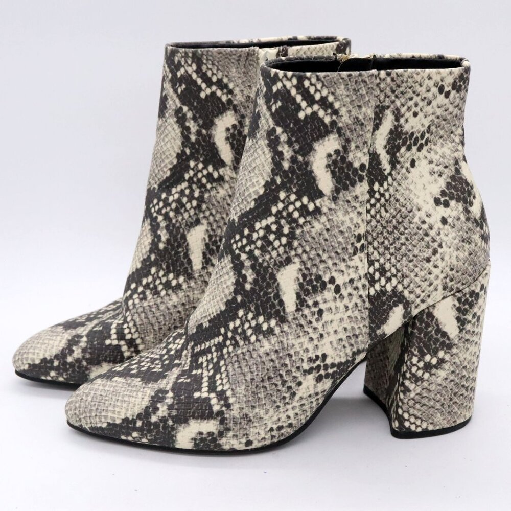 Steve Madden‎ Snakeskin Print Ankle Booties Block Heel Side Zip Womens Sz 7.5
